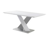 Vente-unique - Table à Manger Salva - 6 Personnes - MDF laqué - Blanc et Anthracite