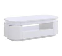 Vente-unique Table Basse 4 Portes et 1 tiroir avec LEDs - MDF - Blanc laqué - VANDANA