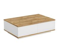 Table basse avec 2 portes - Naturel et Blanc - LOTULA