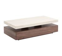Vente-unique - Table Basse avec 2 tiroirs en MDF - Effet travertin et Naturel foncé - Felix