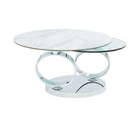 Table basse avec plateaux pivotants - Céramique, verre trempé et métal - Effet marbre blanc - JOLINE de Maison Céphy