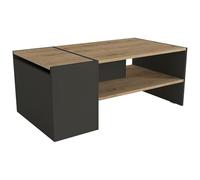 Vente-unique - Table Basse avec rangements - Anthracite et Naturel - VELKAN