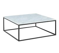 Vente-unique - Table Basse Design Aretha - Marbre et Métal - Blanc et Noir
