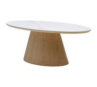 Table basse en céramique et placage chêne - Effet marbre blanc et naturel clair - ANTELADA