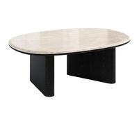 Vente-unique - Table Basse en marbre et placage chêne - Beige et Noir - CORMINA