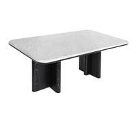 Vente-unique - Table Basse en marbre et placage frêne - Blanc et Noir - ZANESKA
