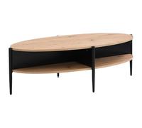Vente-unique - Table Basse en MDF Naturel Clair avec Structure en métal Noir, dotée de 4 niches de Rangement Pratiques - Design Moderne et Fonctionnel pour Salon - Modéle EVARO