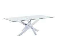 Vente-unique-Table Basse en Verre trempé et métal chromé - Transparent - Cosima