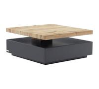 Vente-unique - Table Basse Kyria 80 × 80 cm - 1 tiroir + Plateau pivotant en MDF Coloris Anthracite & chêne, Design Contemporain modulable, Rangement Discret pour Salon élégant