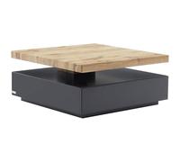 Vente-unique - Table Basse Kyria 80 × 80 cm - 1 tiroir + Plateau pivotant en MDF Coloris Anthracite et chêne, Design Contemporain modulable, Rangement Discret pour Salon élégant
