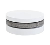 Vente-unique - Table Basse pivotante Ronde avec 1 Niche en MDF - Béton et Blanc - Janita