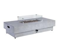 Vente-unique - Table braséro rectangulaire au gaz en MGO Effet béton - Foyer rectangulaire - SEROZA