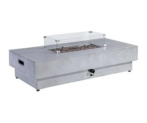 Vente-unique - Table braséro rectangulaire au gaz en MGO Effet béton - Foyer rectangulaire - SEROZA