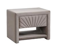 Table de chevet - 1 tiroir et 1 niche - Velours - Beige - ULAMI