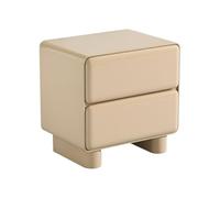 Table de chevet avec 2 tiroirs ? MDF ? Beige laqué - AUNELA