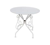 Vente-unique - Table de Jardin D.80 cm en métal façon Fer forgé - Blanc - GUERMANTES de MYLIA