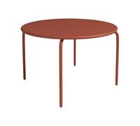 Vente-unique - Table de Jardin Ronde D.110 cm en métal - Terracotta - MIRMANDE de MYLIA