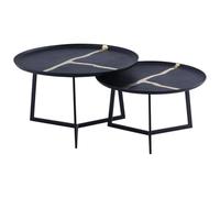 Vente-unique-Tables Basses gigognes en métal - Noir et Doré - Adalina
