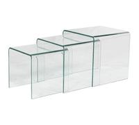 Lot de 3 tables basses gigognes MINKA - Verre trempé