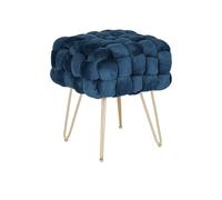 Vente-unique - Tabouret Bas en Velours et métal doré - Bleu - ESMEA