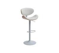 Vente-unique - Tabouret de Bar en Simili, placage chêne et métal - Hauteur réglable - Naturel Clair et Blanc - Montenegro