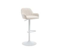 Vente-unique - Tabouret de Bar en Tissu et métal Blanc - Hauteur réglable - Créme - Eleana