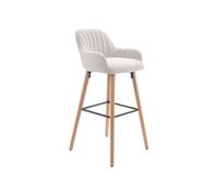 Vente-unique - Tabouret de Bar en Tissu et Pieds Bois de hêtre - Créme - Eleana