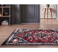 Vente-unique - Tapis Oriental Vintage - 160 x 230 cm - Rouge et Noir - SYLHET