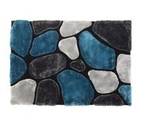 Vente-unique - Tapis Shaggy à Poils Longs - Turquoise et Gris - 120 x 170cm - Pietra