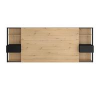 Vente-unique - Tête de lit avec chevets Mista - 160 cm - Chêne et Noir - avec Rangement