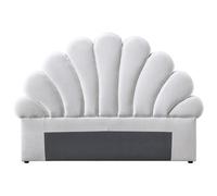 Vente-unique - Tête de lit Coquillage - 160 cm - Velours - Blanc - Moana