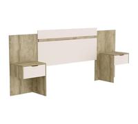 Tête de lit extensible avec chevets - 140/160 cm - Coloris : Naturel et ivoire - PARATI