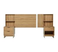 Vente-unique - Tête de lit Extensible avec chevets - 140/160 cm - Coloris : Naturel - NOVOLI - avec Rangement