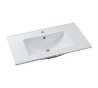 Vente-unique - Vasque à encastrer blanche rectangle en céramique - 81 x 46,5 cm - MOTIAC