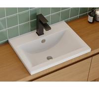 Vente-unique - Vasque de salle de bain semi-encastrée rectangle en céramique - L51,5 cm - Blanc - YASMAC II