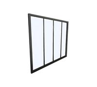 Vente-unique - Verriére Atelier en Aluminium thermolaqué - 120x105 cm - Noir - Bayview