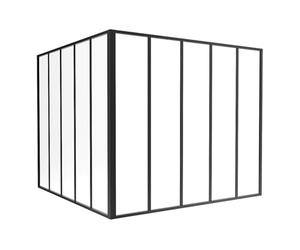Vente-unique - Verriére d'angle d'atelier en Aluminium thermolaqué - L150 x L150 x H130 - Noir - Bayview
