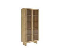 Vente-unique - Vitrine 2 Portes avec LEDs en MDF et Verre trempé - Naturel Clair - TERLONA