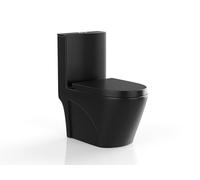 Vente-unique - WC à poser noir mat en céramique - Evacuation verticale - NAGILAM