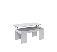 13Casa Table basse Kendra transformable plateau relevable 100 x 50 x 43-54 cm blanc brillant