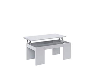 Ventemeublesonline Due-Home Innovations Kendra Table Basse Blanc avec Plateau Relevable Blanc