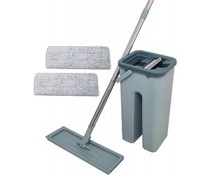 Venteo - Balai Magique - Balai extra large et pivotante 360° - Seau à 2 compartiments Nettoyage et Essorage - 2 lingettes microfibre