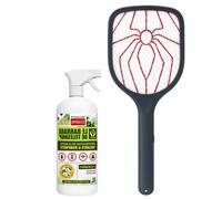 VENTEO Barrage aux Insectes Intérieur Extérieur Spray Fourmis MultiInsectes Anti Pucerons + Raquette Électrique NO INSECT contre les Insectes Volants à Pile