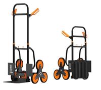 Venteo | Chariot Pliable Monte Escalier | Diable de Transport avec Plateforme Antidérapante | Diable Pliant à Roues Triples | Forte Capacité de Charge et Rangement Optimisé | Colis de Déménagement