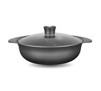 VENTEO KitchenPro Cocotte Double Compartiments 28cm 4L | Cocotte Fonte | Casserole Induction | Cuisson Séparée | Revêtement Antiadhésif | Couvercle Verre Régulation Vapeur | Utilisation Tous Feux Four