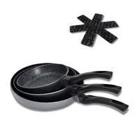 Venteo Kitchenpro Lot De 3 Poêles Pierre Avec 3 Protèges Poêles Revêtement Antiadhésif Idéal Pour Tous Types De Feux