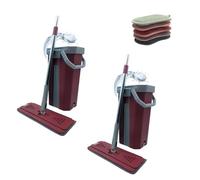 VENTEO LOT 2 Balai Essoreur Extra Large avec Tête Pivotante 360° | Seau Double Compartiment Nettoyage & Essorage | 4 Serpillère