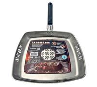 Venteo Poêle Barbecue Inox avec Poignée Ergonomique Amovible | Grille BBQ en Acier Inoxydable Résistant | Cuisson Homogène pour Viandes, Légumes, Poissons & Fruits de Mer | Facile à Nettoyer