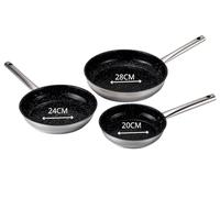 VENTEO -Poele Inox 20/24/28cm | Poele Induction Revêtement Céramique Anti Adhérence Sans PFOA | Casserole Induction Compatibilité Tous Feux Cuisson Homogène | Maîtrisée Cuisine Domestique