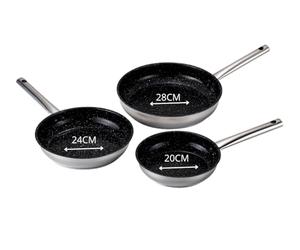 VENTEO -Poele Inox 20/24/28cm | Poele Induction Revêtement Céramique Anti Adhérence Sans PFOA | Casserole Induction Compatibilité Tous Feux Cuisson Homogène | Maîtrisée Cuisine Domestique